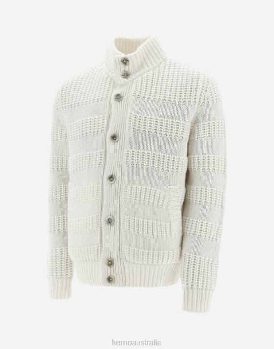 ETERNITY CASHMERE STRIPE CARDIGAN Herno Men Natural 2L0H743 Clothing