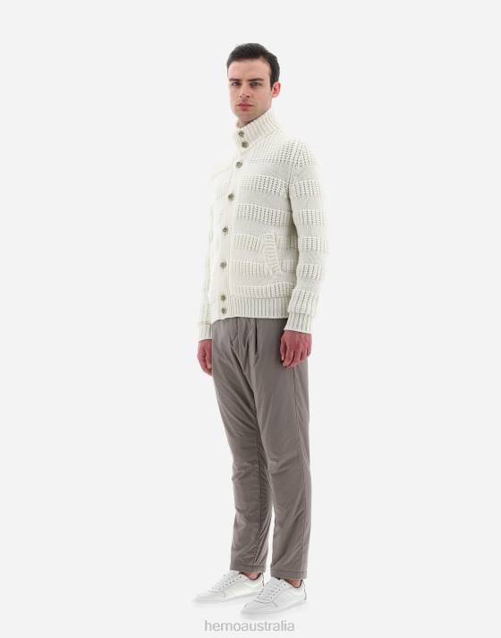 ETERNITY CASHMERE STRIPE CARDIGAN Herno Men Natural 2L0H743 Clothing