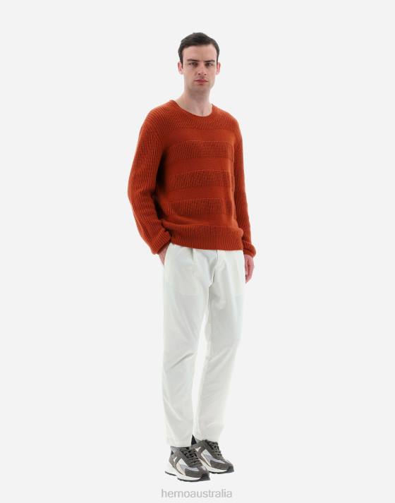 ETERNITY CASHMERE STRIPE SWEATER Herno Men Paprika 2L0H722 Clothing