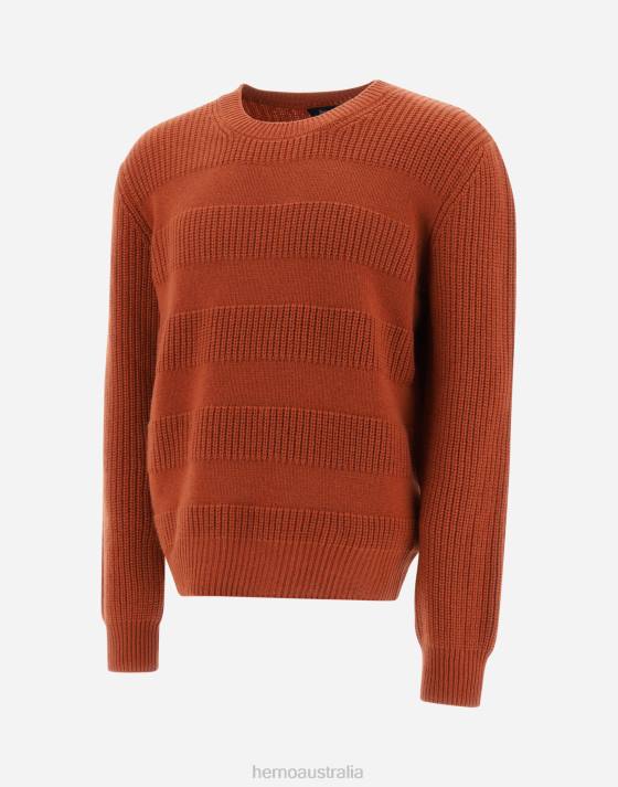 ETERNITY CASHMERE STRIPE SWEATER Herno Men Paprika 2L0H722 Clothing