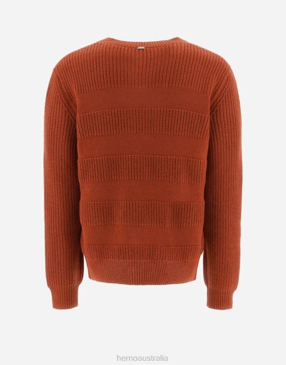 ETERNITY CASHMERE STRIPE SWEATER Herno Men Paprika 2L0H722 Clothing