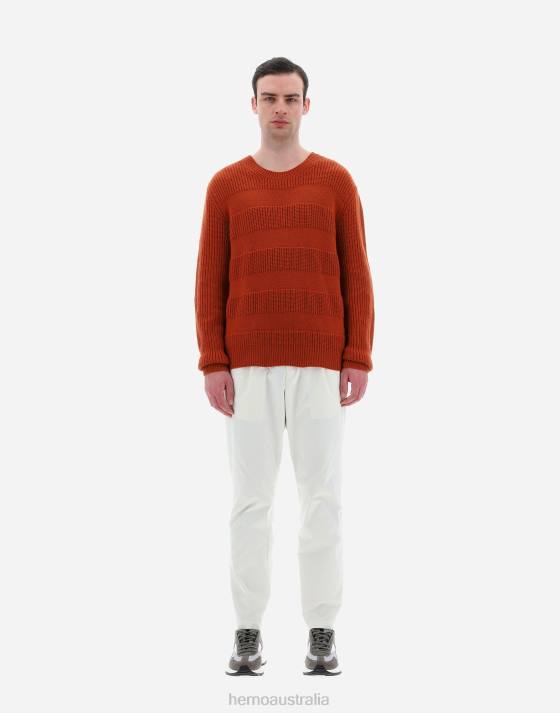 ETERNITY CASHMERE STRIPE SWEATER Herno Men Paprika 2L0H722 Clothing