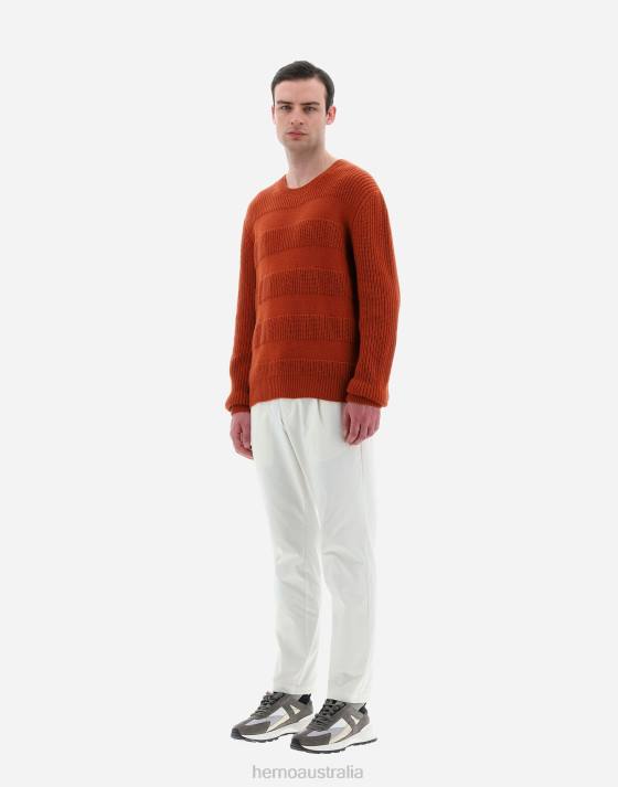 ETERNITY CASHMERE STRIPE SWEATER Herno Men Paprika 2L0H722 Clothing