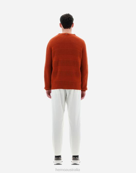 ETERNITY CASHMERE STRIPE SWEATER Herno Men Paprika 2L0H722 Clothing