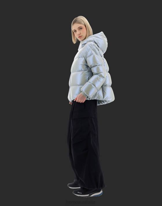 LAMINAR HOODED BOMBER JACKET IN CUBE Herno Women Ice 2L0H252 Outerwear