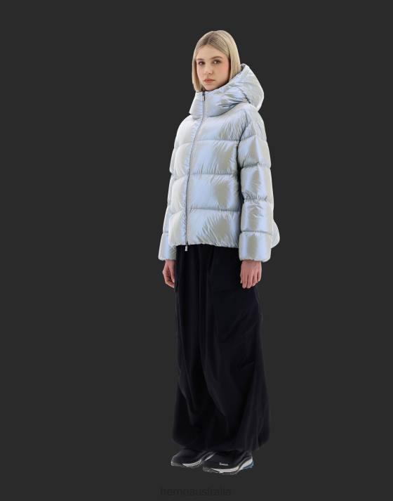 LAMINAR HOODED BOMBER JACKET IN CUBE Herno Women Ice 2L0H252 Outerwear