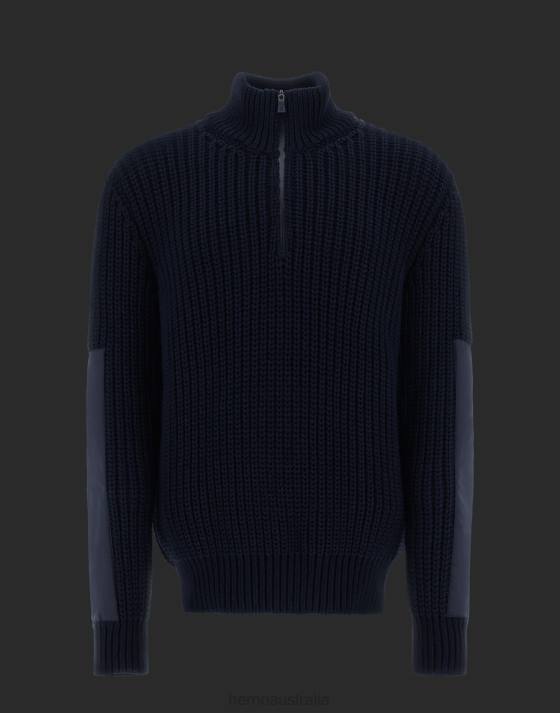 LAMINAR SWEATER IN NYLON WOOL AND GORE-TEX INFINIUM WINDSTOPPER Herno Men Navy Blue 2L0H737 Clothing