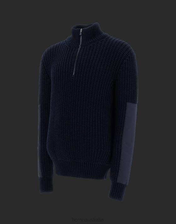 LAMINAR SWEATER IN NYLON WOOL AND GORE-TEX INFINIUM WINDSTOPPER Herno Men Navy Blue 2L0H737 Clothing