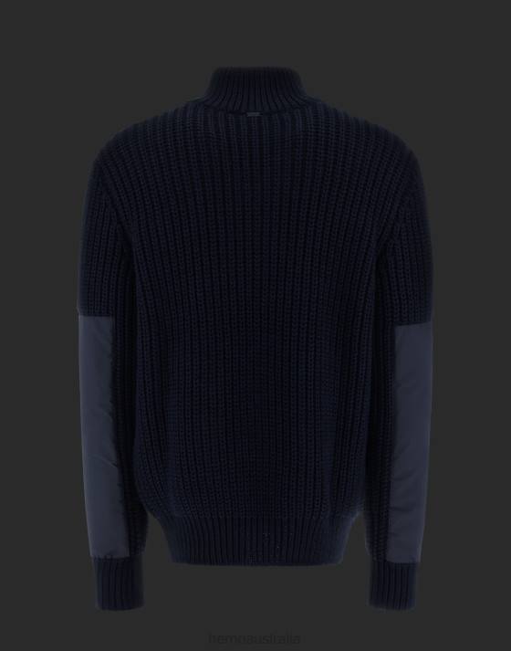 LAMINAR SWEATER IN NYLON WOOL AND GORE-TEX INFINIUM WINDSTOPPER Herno Men Navy Blue 2L0H737 Clothing