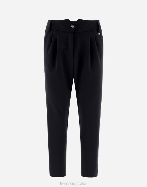 LIGHT WOOL STRETCH TROUSERS Herno Women Black 2L0H268 Clothing