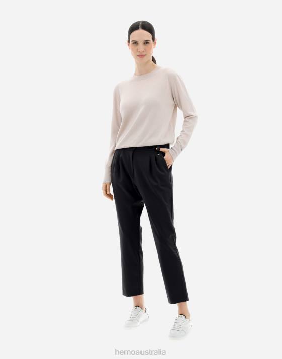 LIGHT WOOL STRETCH TROUSERS Herno Women Black 2L0H268 Clothing