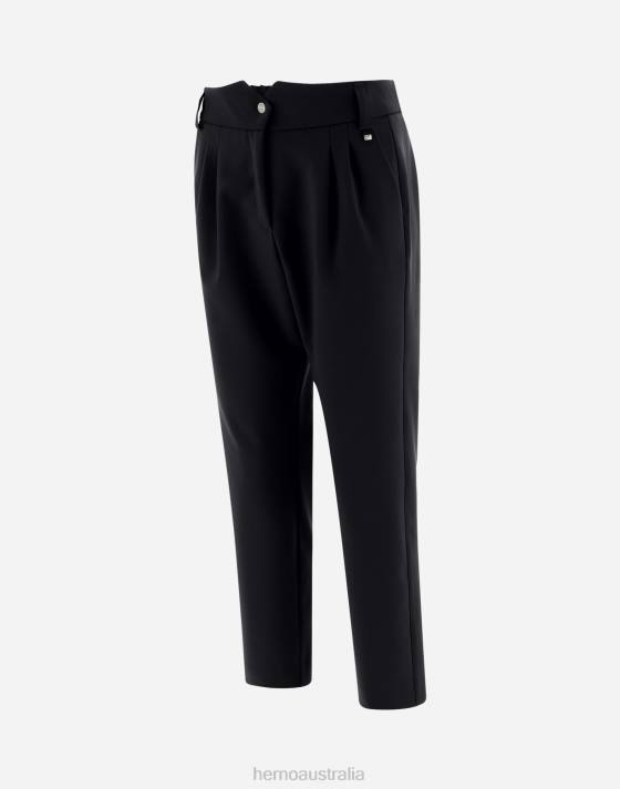 LIGHT WOOL STRETCH TROUSERS Herno Women Black 2L0H268 Clothing