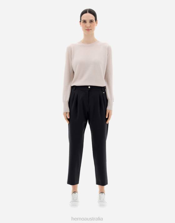 LIGHT WOOL STRETCH TROUSERS Herno Women Black 2L0H268 Clothing