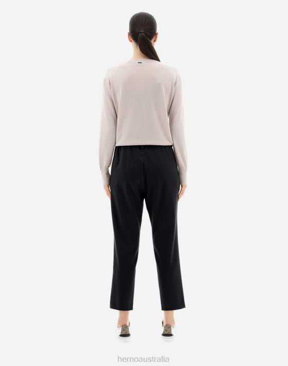 LIGHT WOOL STRETCH TROUSERS Herno Women Black 2L0H268 Clothing