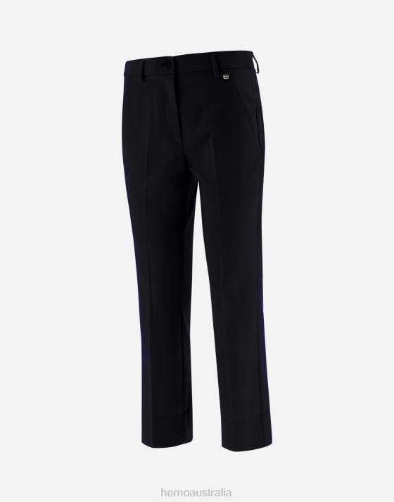 LIGHT WOOL STRETCH TROUSERS Herno Women Black 2L0H298 Clothing