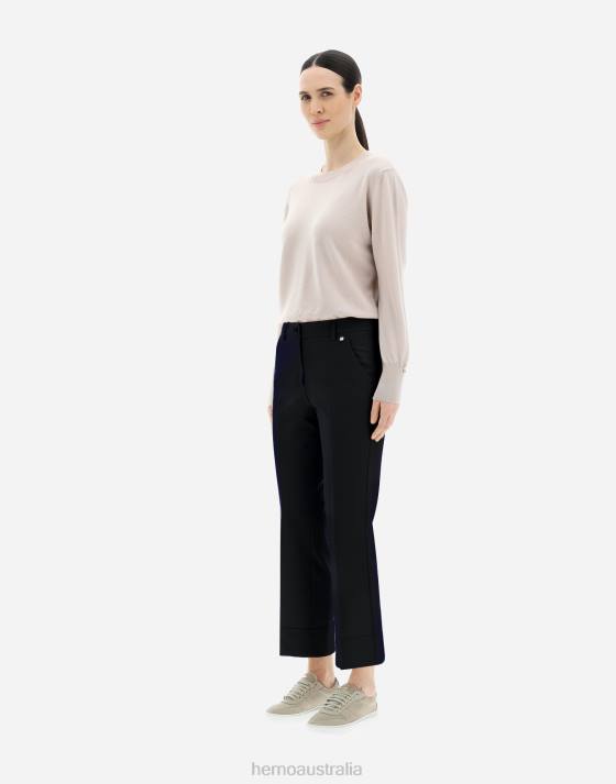 LIGHT WOOL STRETCH TROUSERS Herno Women Black 2L0H298 Clothing