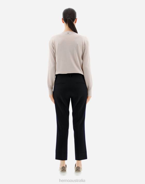 LIGHT WOOL STRETCH TROUSERS Herno Women Black 2L0H298 Clothing