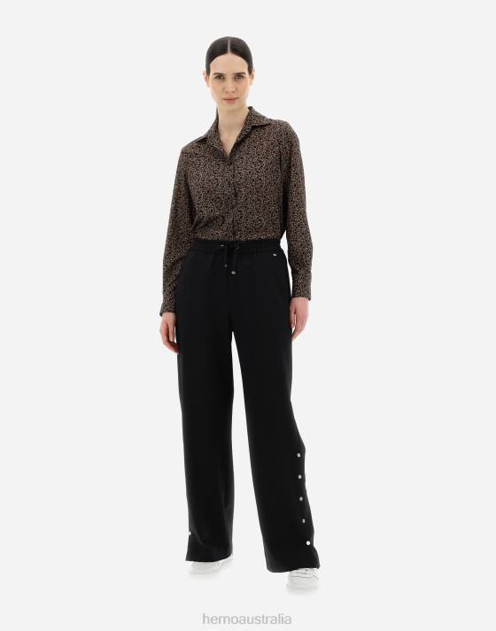 LIGHT WOOL STRETCH TROUSERS Herno Women Black 2L0H421 Clothing