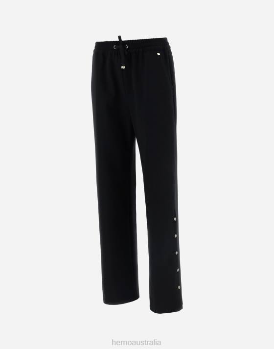 LIGHT WOOL STRETCH TROUSERS Herno Women Black 2L0H421 Clothing