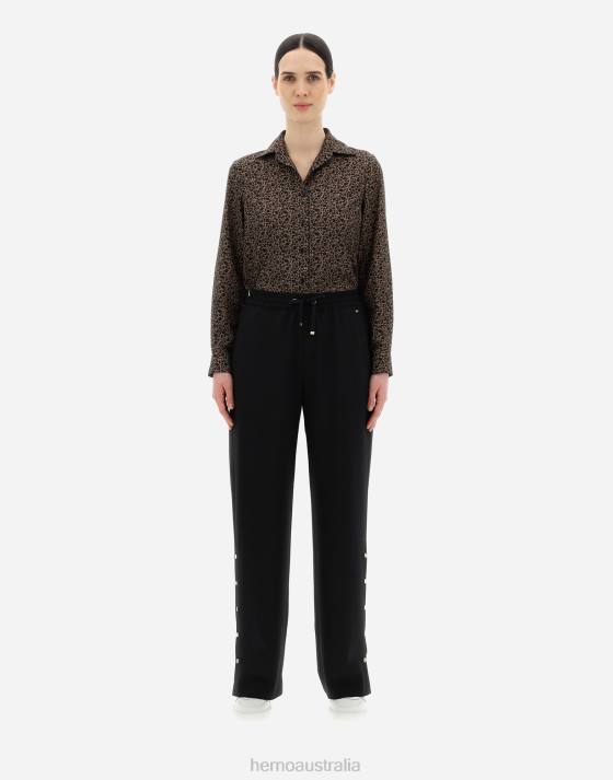 LIGHT WOOL STRETCH TROUSERS Herno Women Black 2L0H421 Clothing