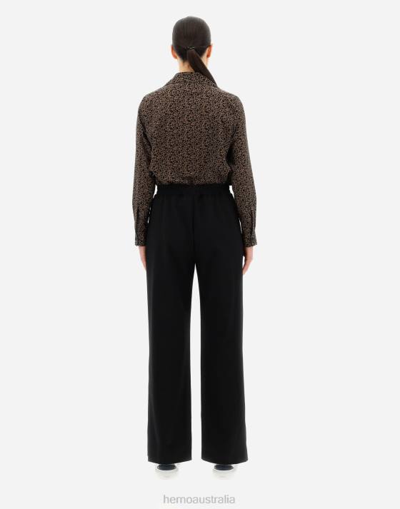 LIGHT WOOL STRETCH TROUSERS Herno Women Black 2L0H421 Clothing