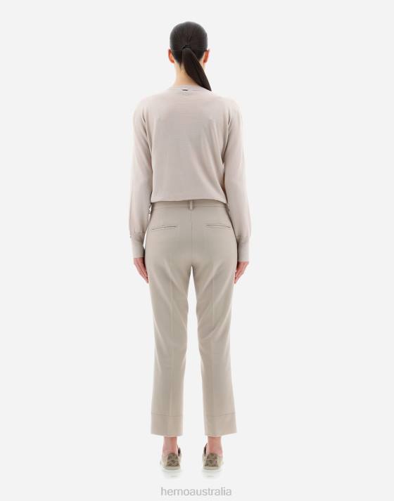 LIGHT WOOL STRETCH TROUSERS Herno Women Chantilly 2L0H23 Clothing