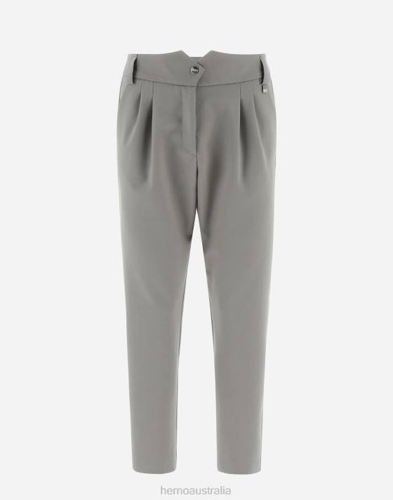 LIGHT WOOL STRETCH TROUSERS Herno Women Light Grey 2L0H144 Clothing