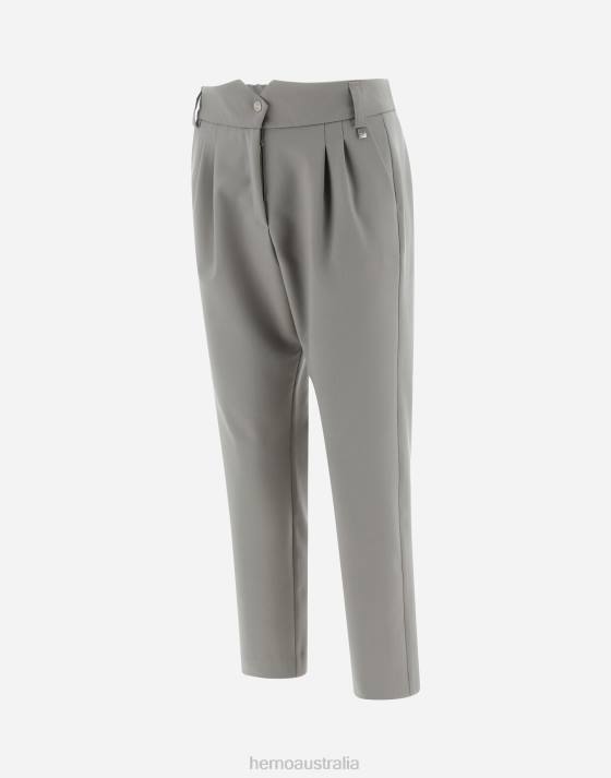 LIGHT WOOL STRETCH TROUSERS Herno Women Light Grey 2L0H144 Clothing