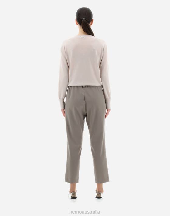 LIGHT WOOL STRETCH TROUSERS Herno Women Light Grey 2L0H144 Clothing