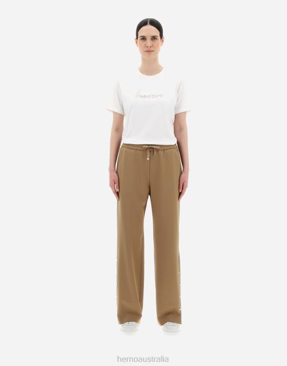 LIGHT WOOL STRETCH TROUSERS Herno Women Sand 2L0H28 Clothing