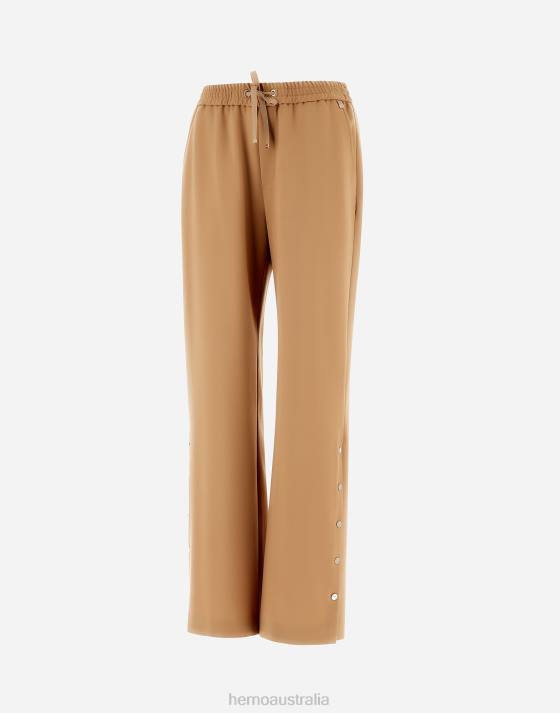 LIGHT WOOL STRETCH TROUSERS Herno Women Sand 2L0H28 Clothing