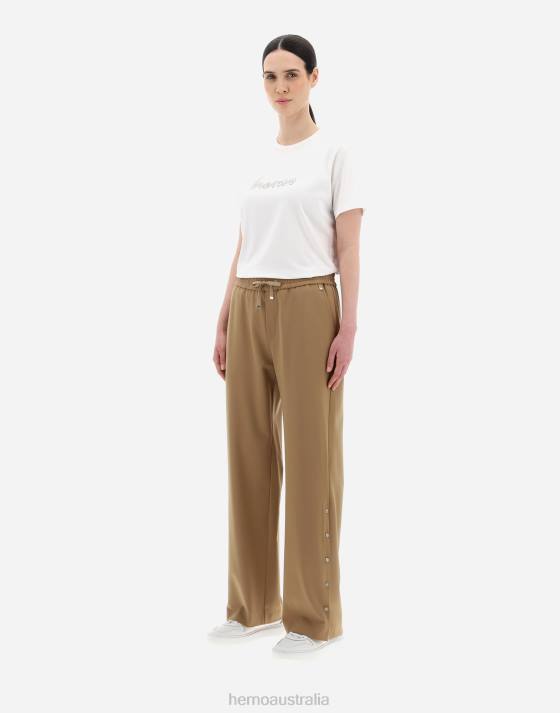 LIGHT WOOL STRETCH TROUSERS Herno Women Sand 2L0H28 Clothing