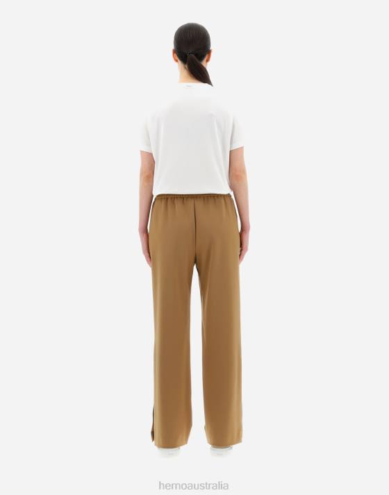 LIGHT WOOL STRETCH TROUSERS Herno Women Sand 2L0H28 Clothing