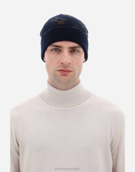 MONOGRAM BEANIE Herno Men Blue/Brown 2L0H718 Accessories