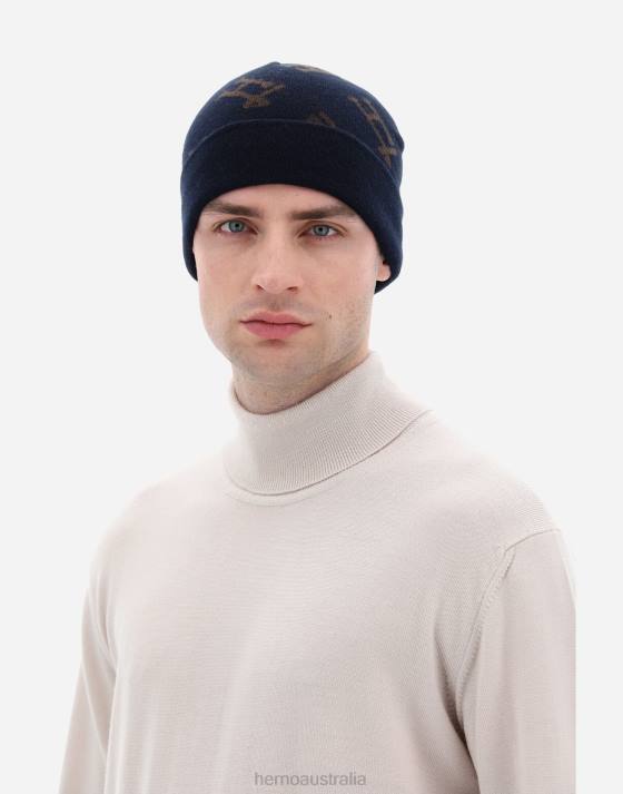 MONOGRAM BEANIE Herno Men Blue/Brown 2L0H718 Accessories