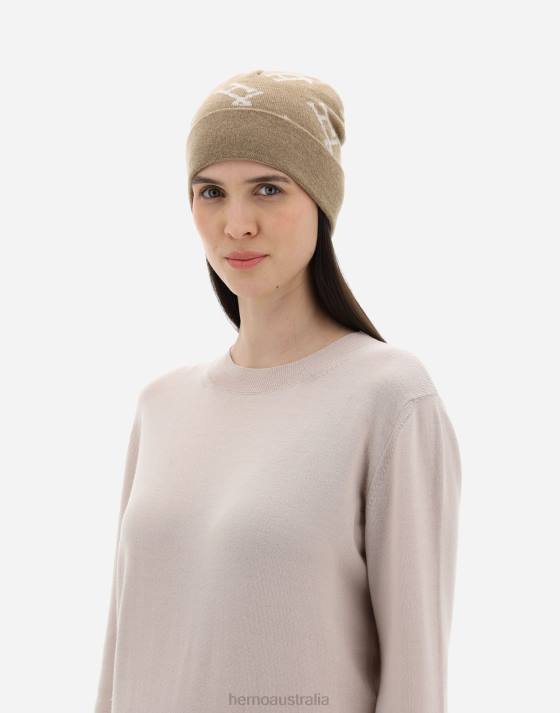 MONOGRAM BEANIE Herno Women Camel 2L0H423 Accessories