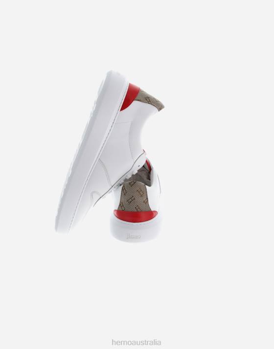 MONOGRAM COURT SHOES Herno Women White/Red 2L0H485 Footwear