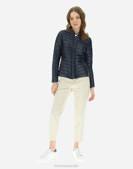 NYLON ULTRALIGHT SLIM JACKET WITH COLLAR Herno Women Blue Navy 2L0H501 Outerwear