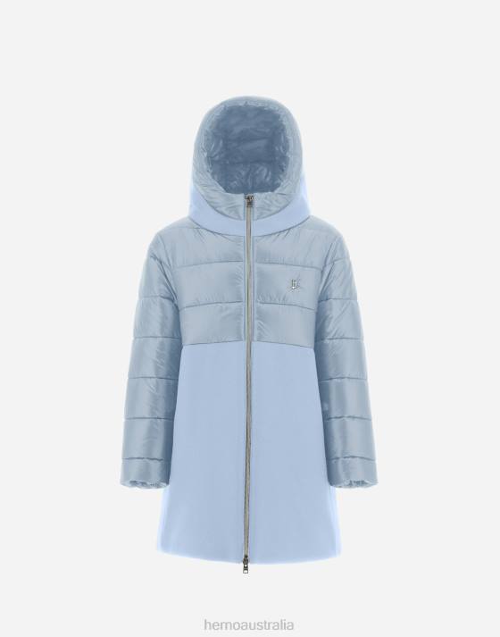 PARKA IN ECOWOOL AND NYLON ULTRALIGHT Herno Kids Light Blue 2L0H837 Outerwear