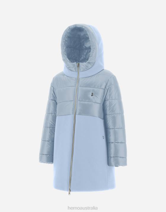 PARKA IN ECOWOOL AND NYLON ULTRALIGHT Herno Kids Light Blue 2L0H837 Outerwear