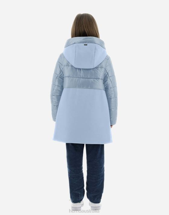 PARKA IN ECOWOOL AND NYLON ULTRALIGHT Herno Kids Light Blue 2L0H837 Outerwear