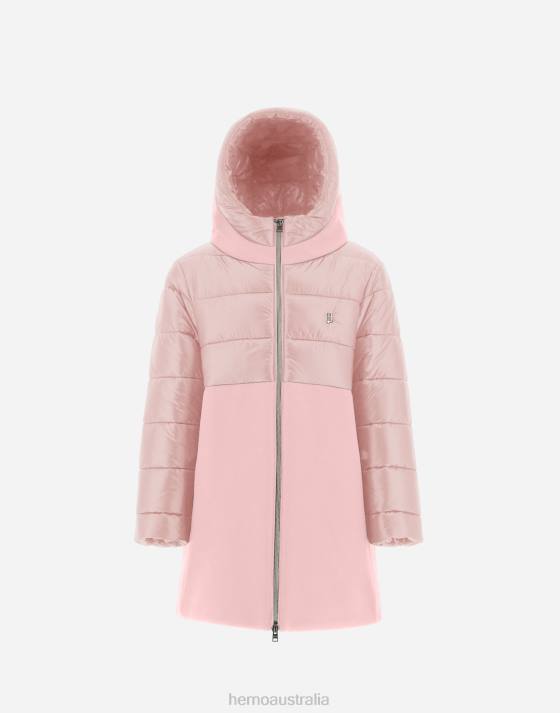 PARKA IN ECOWOOL AND NYLON ULTRALIGHT Herno Kids Light Pink 2L0H849 Outerwear