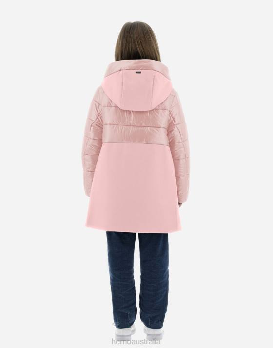 PARKA IN ECOWOOL AND NYLON ULTRALIGHT Herno Kids Light Pink 2L0H849 Outerwear