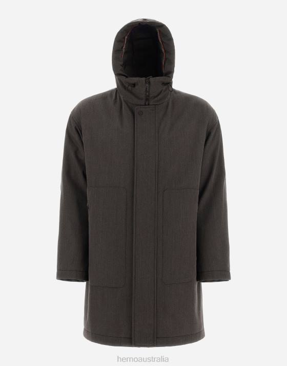 PARKA IN STORM SYSTEM DIAGONAL WOOL Herno Men Dark brown 2L0H599 Outerwear