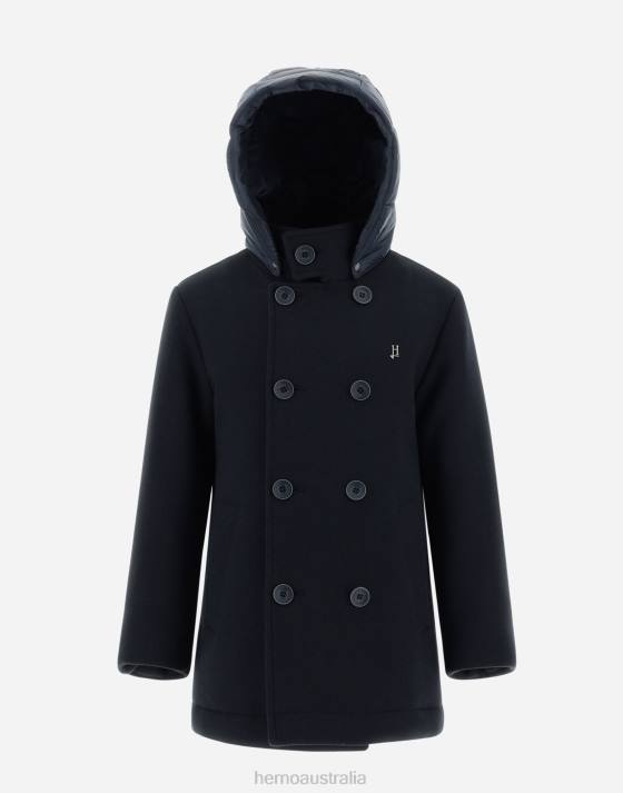 PEACOAT IN ECOWOOL AND NYLON ULTRALIGHT Herno Kids Navy Blue 2L0H833 Outerwear