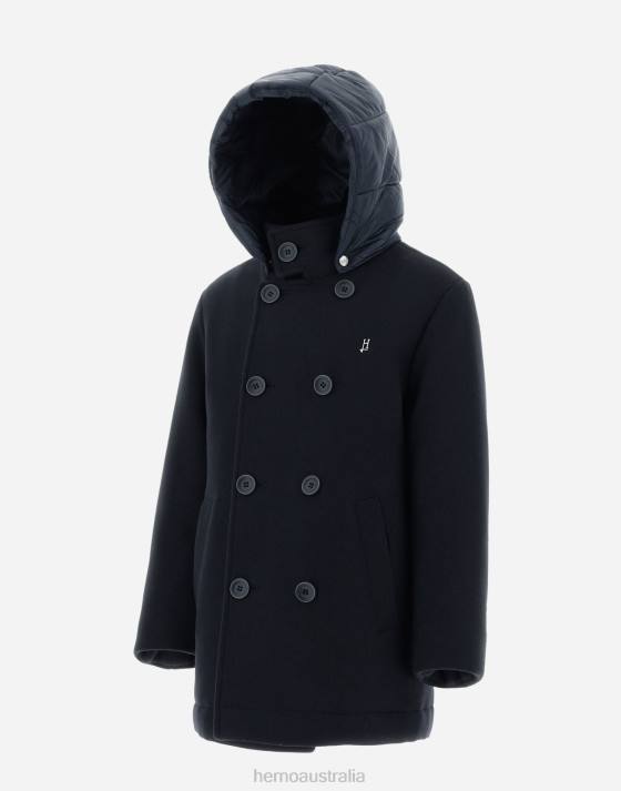 PEACOAT IN ECOWOOL AND NYLON ULTRALIGHT Herno Kids Navy Blue 2L0H833 Outerwear