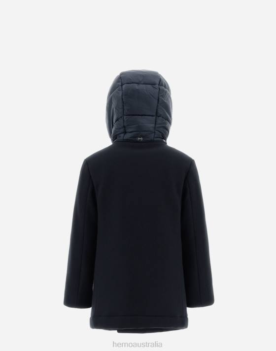 PEACOAT IN ECOWOOL AND NYLON ULTRALIGHT Herno Kids Navy Blue 2L0H833 Outerwear