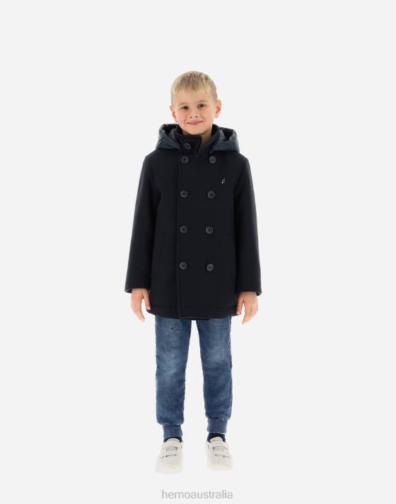 PEACOAT IN ECOWOOL AND NYLON ULTRALIGHT Herno Kids Navy Blue 2L0H833 Outerwear