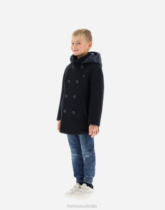 PEACOAT IN ECOWOOL AND NYLON ULTRALIGHT Herno Kids Navy Blue 2L0H833 Outerwear