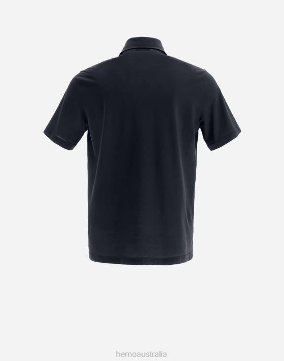 POLO SHIRT IN CREPE JERSEY Herno Men Navy Blue 2L0H800 Clothing